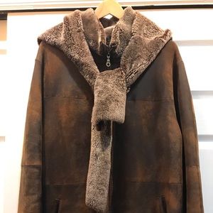 Dark Brown Distressed Toscana Sheepskin Coat